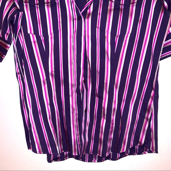 New York Company Stretch Stripe Button Down Shirt - Picture 7 of 8